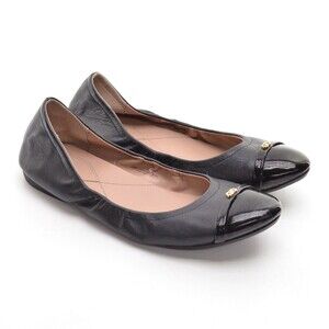 Cole Haan Elsie Black Leather Cap Toe Ballet Flats 10 B
